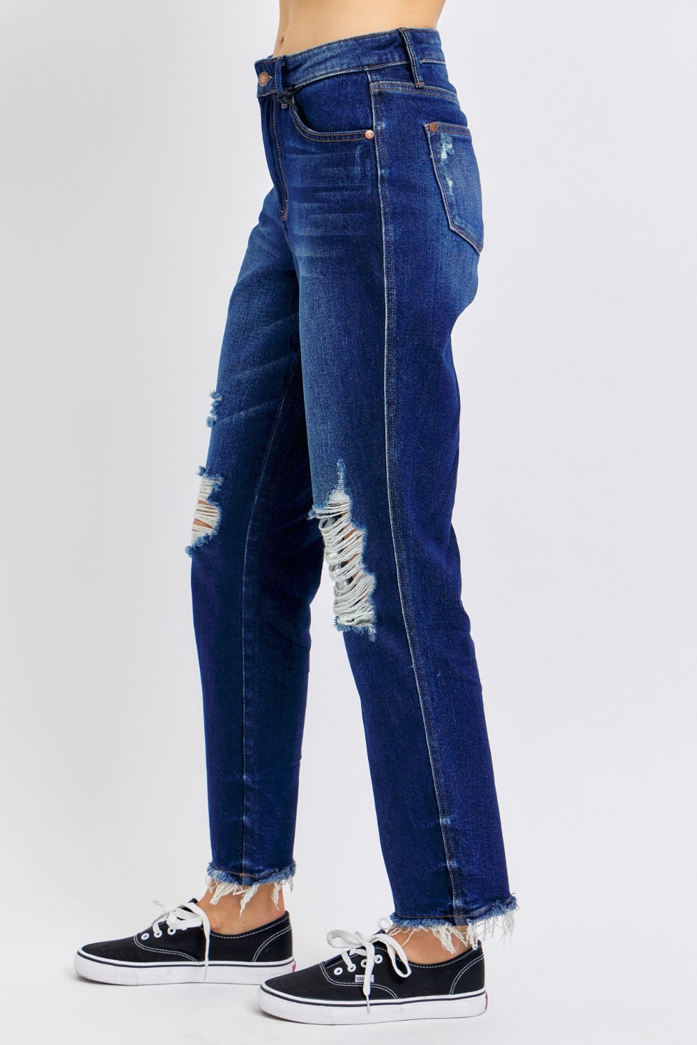 Judy Blue Full Size High Waist Rigid Magic Heavy Destroy Straight Jeans